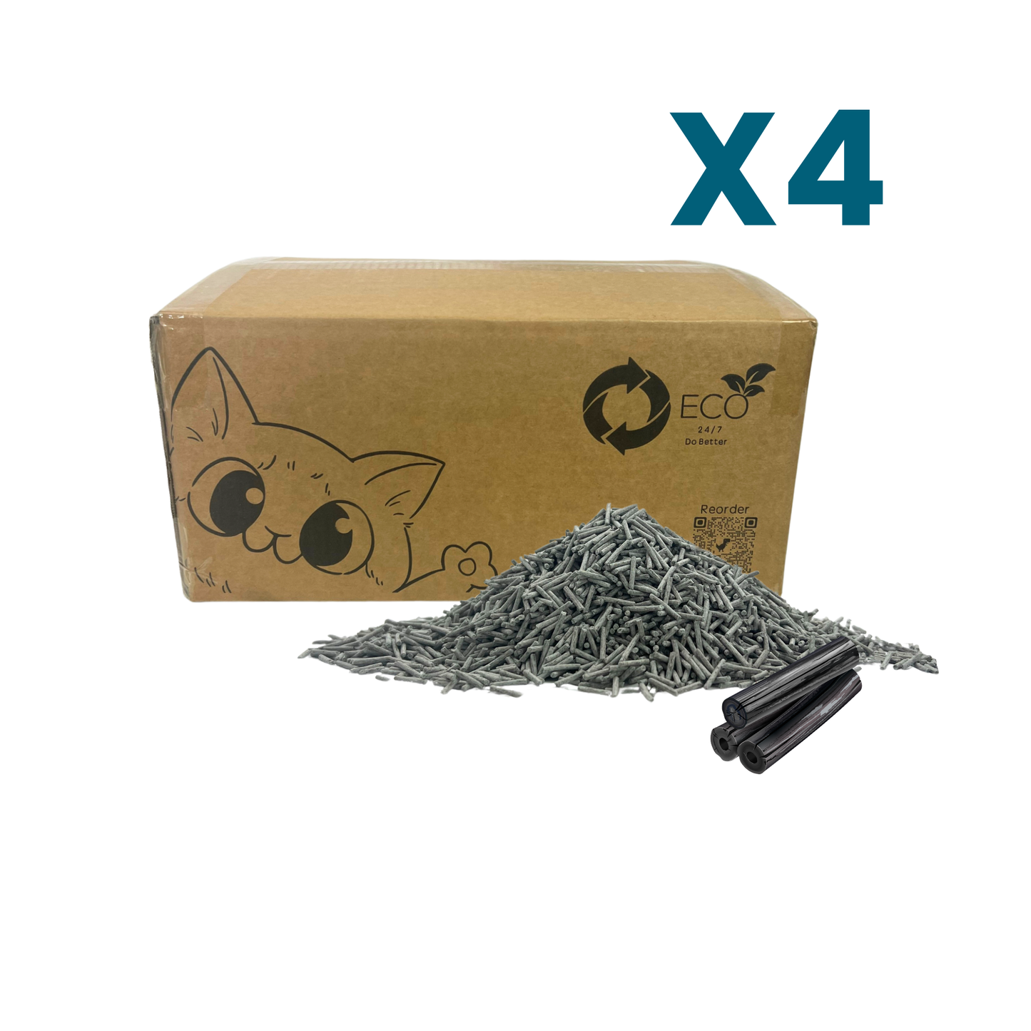 Pea Husk Cat Litter 4 x 12kg Boxes | 10 months 1 Cat