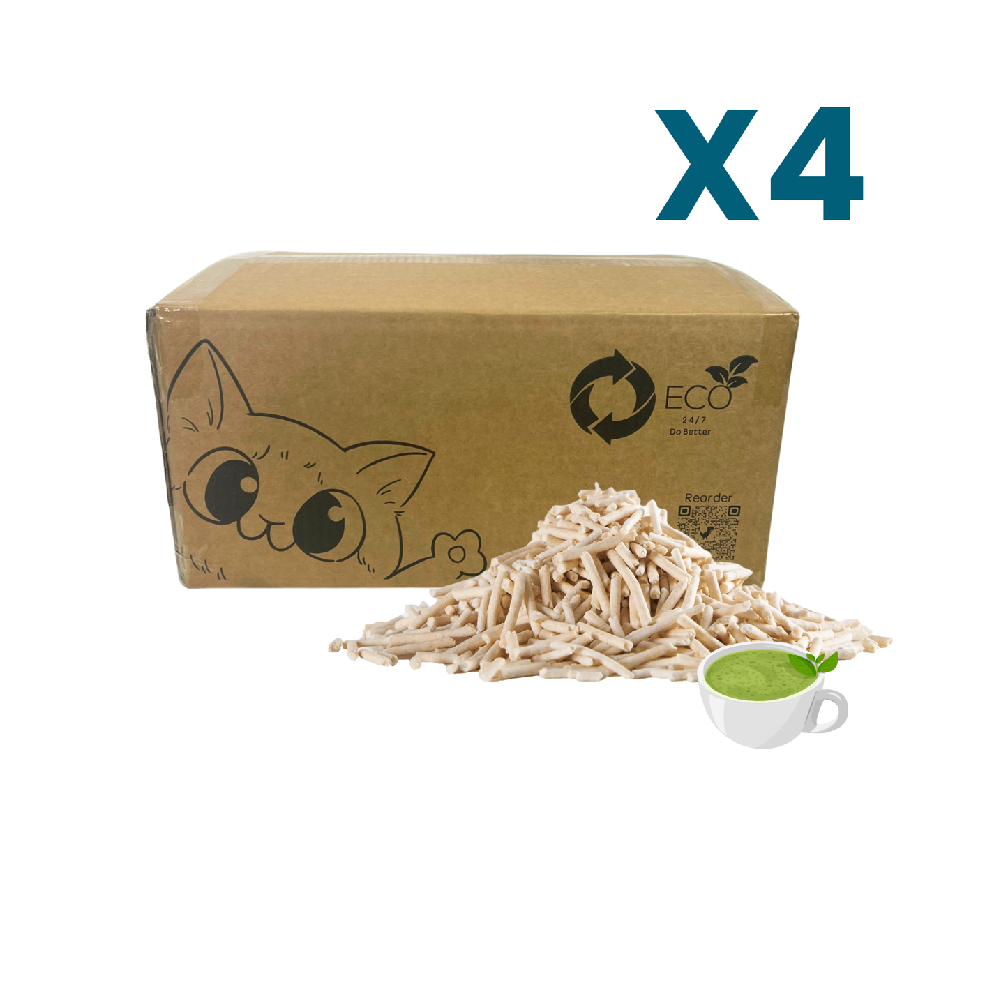 Pea Husk Cat Litter 4 x 12kg Boxes | 10 months 1 Cat