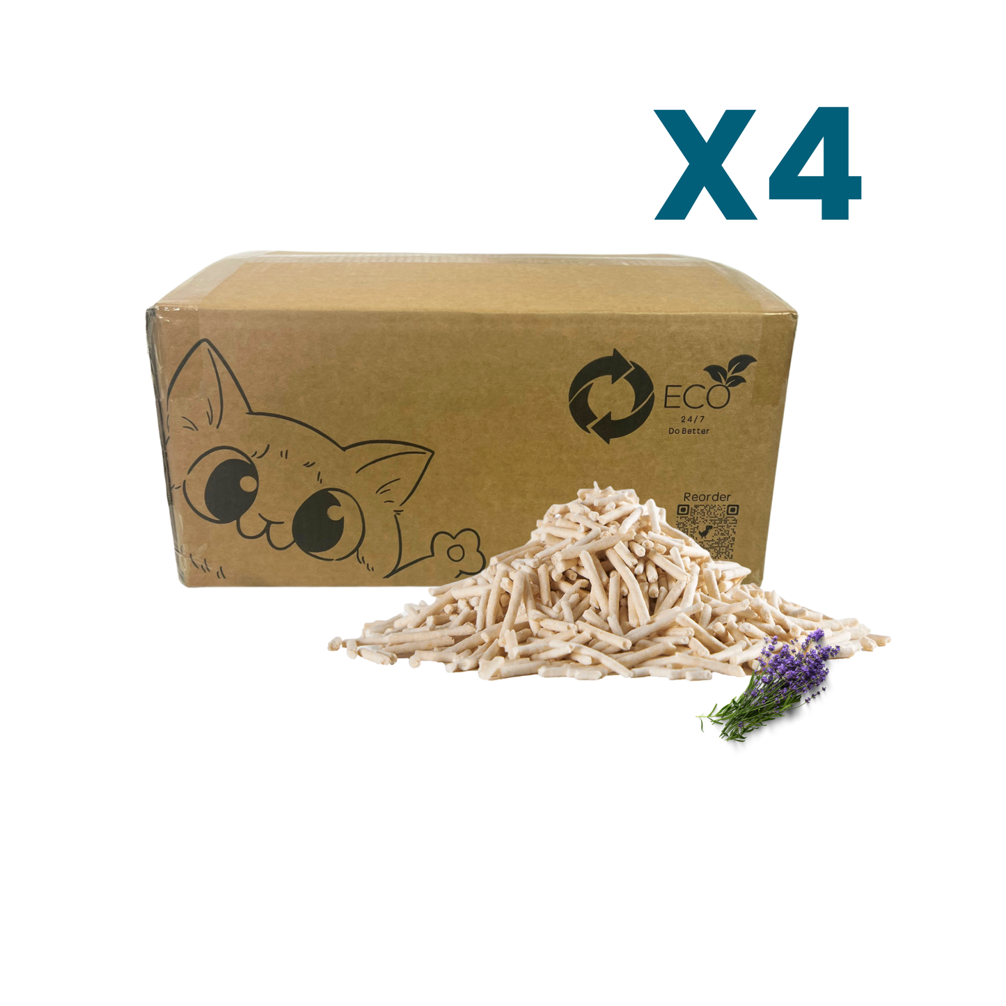 Pea Husk Cat Litter 4 x 12kg Boxes | 10 months 1 Cat