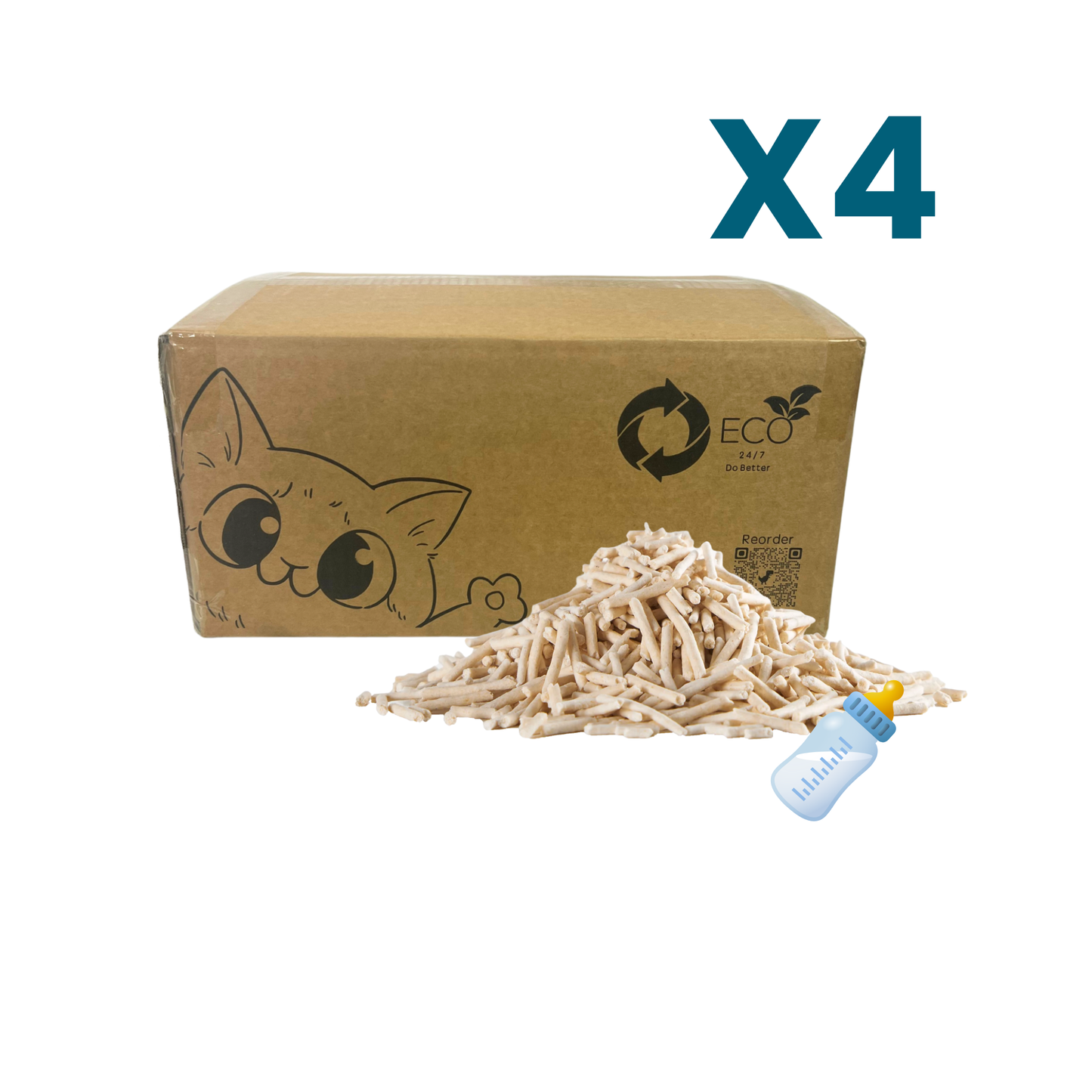 Pea Husk Cat Litter 4 x 12kg Boxes | 10 months 1 Cat