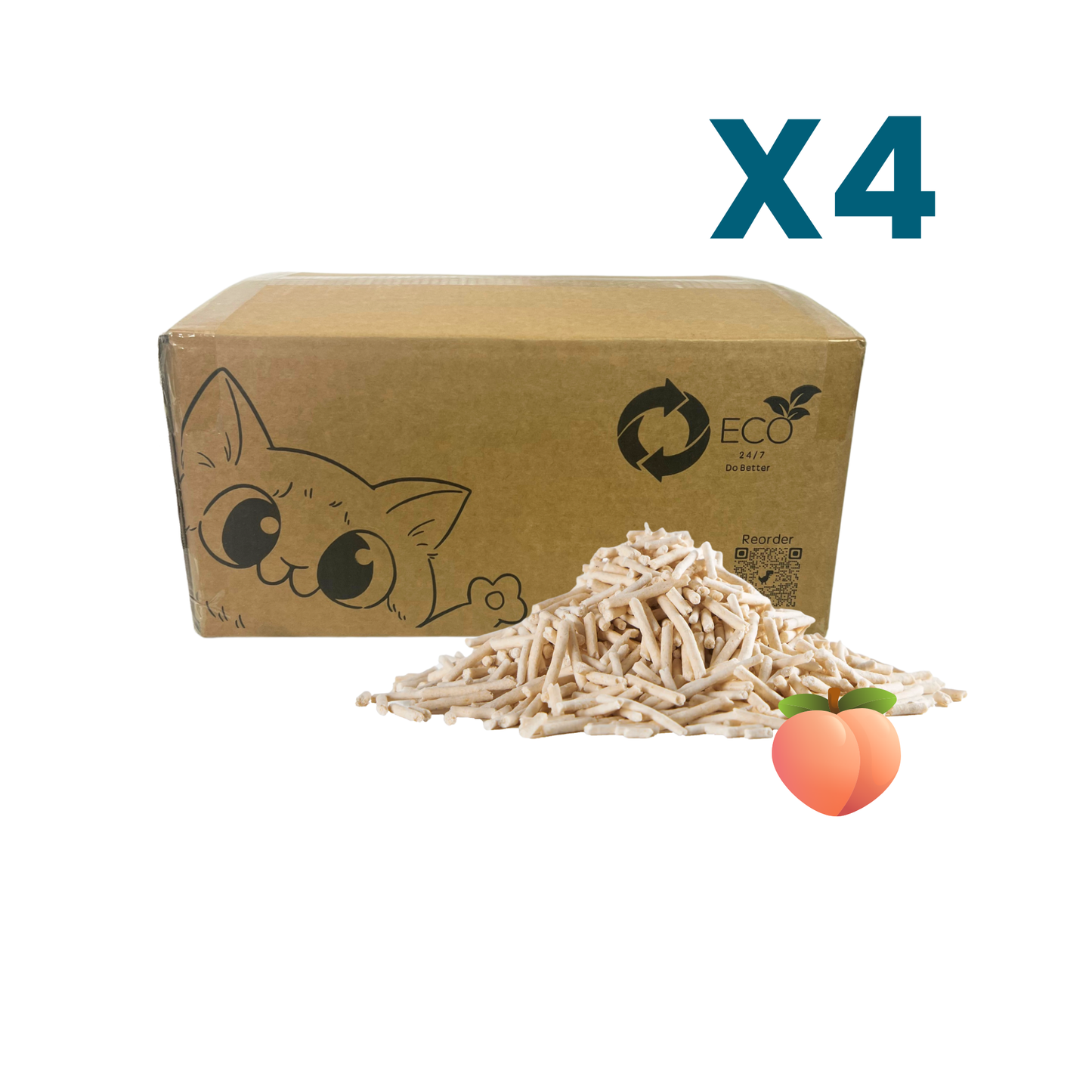 Pea Husk Cat Litter 4 x 12kg Boxes | 10 months 1 Cat