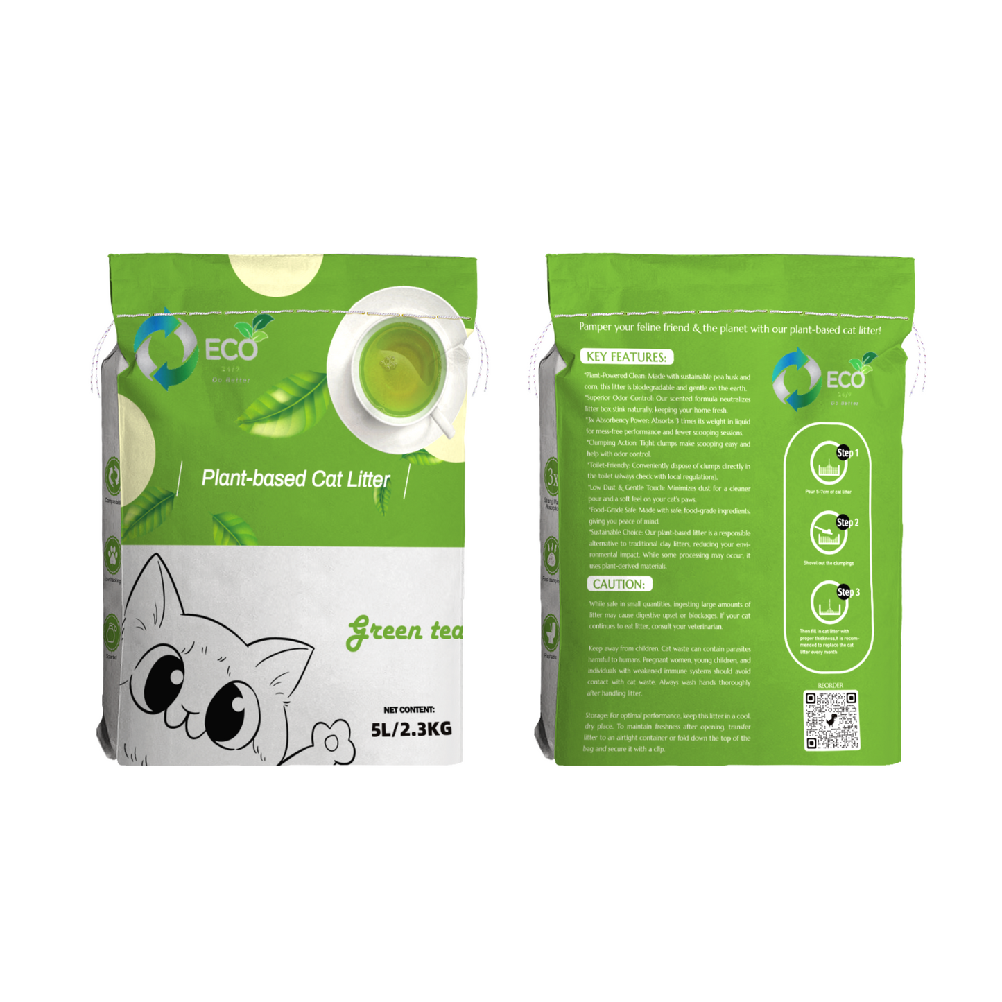 Pea Husk Cat Litter 2.3kg Bag