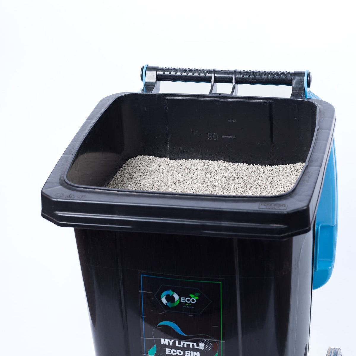 Eco 247 Crushed Pea Husk cat litter delivered in a wheelie bin