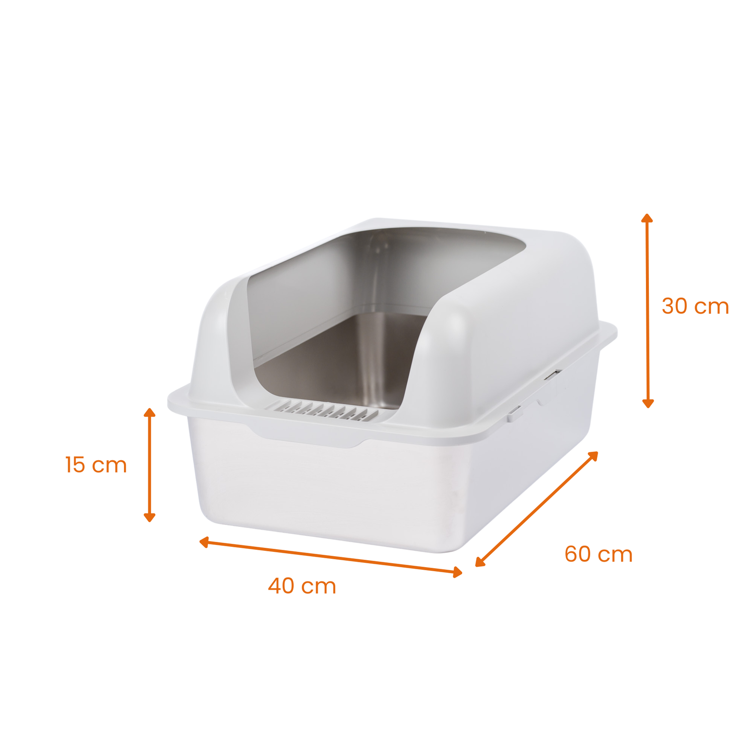 Open Stainless Steel Cat Litter Box