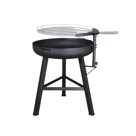 Round Steel Fire Pit with Adjustable Cooking Grill