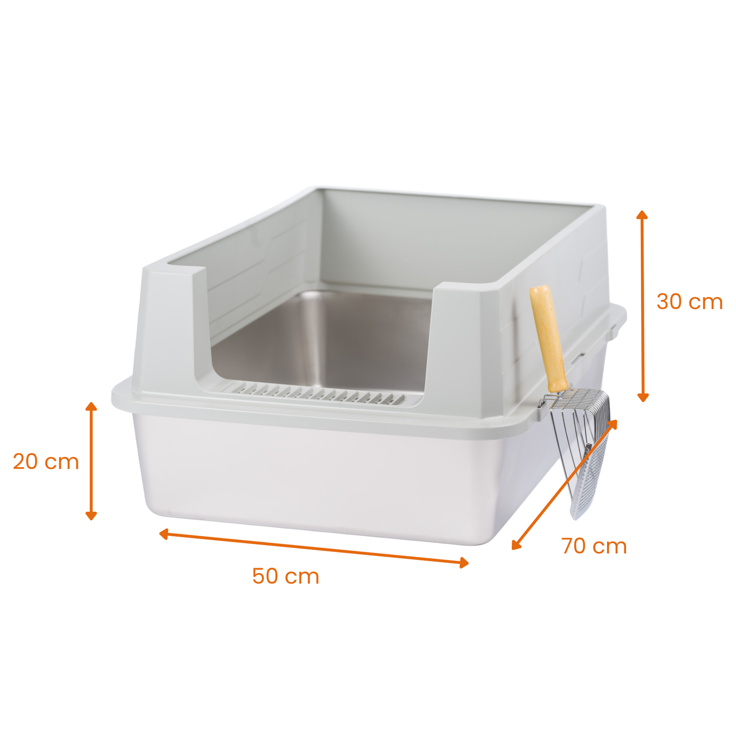 XL Open Stainless Steel Cat Litter Box