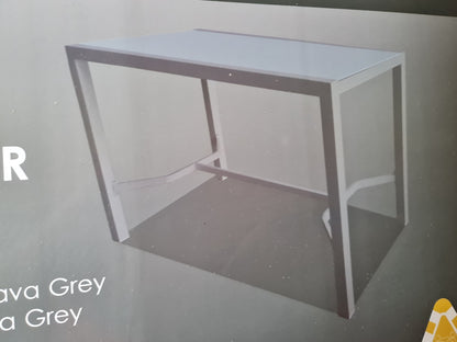 Grey Aluminum Bar Height Table with Glass Top