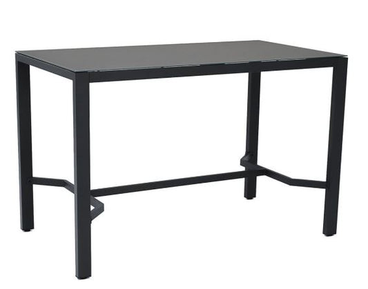 Grey Aluminum Bar Height Table with Glass Top