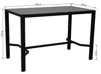 Grey Aluminum Bar Height Table with Glass Top